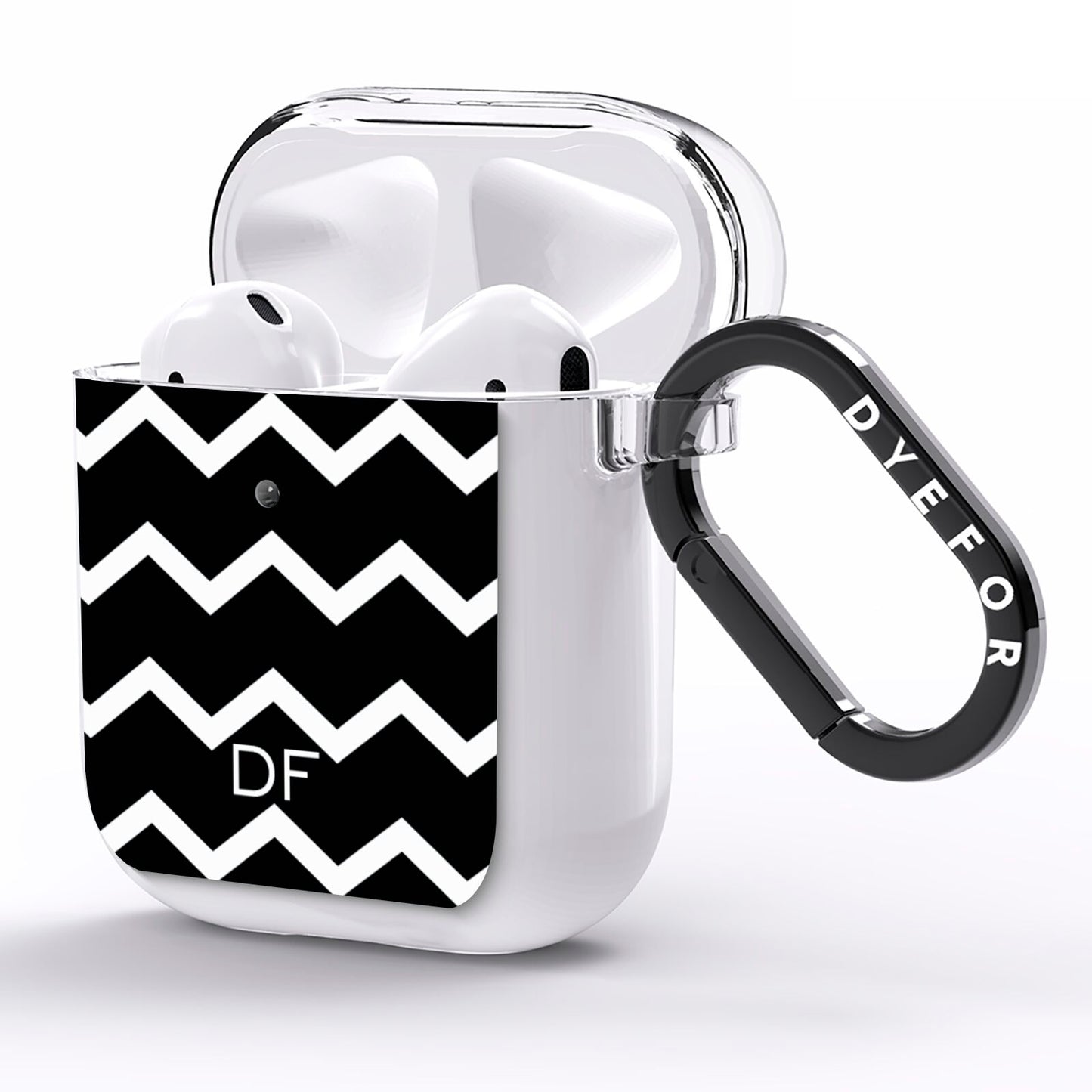 Personalised Chevron Black AirPods Clear Case Side Image