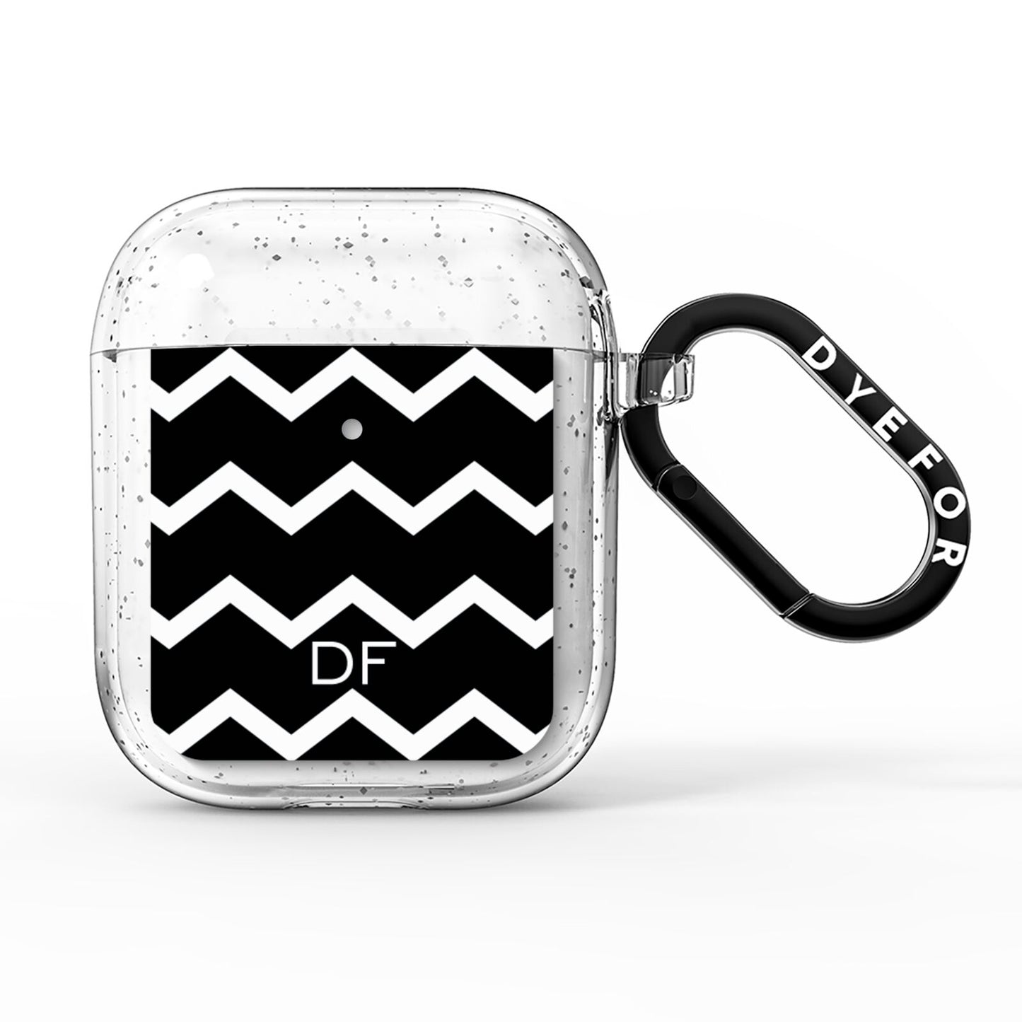 Personalised Chevron Black AirPods Glitter Case