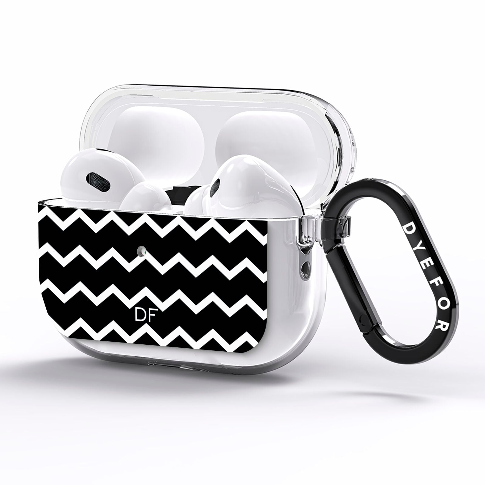 Personalised Chevron Black AirPods Pro Clear Case Side Image