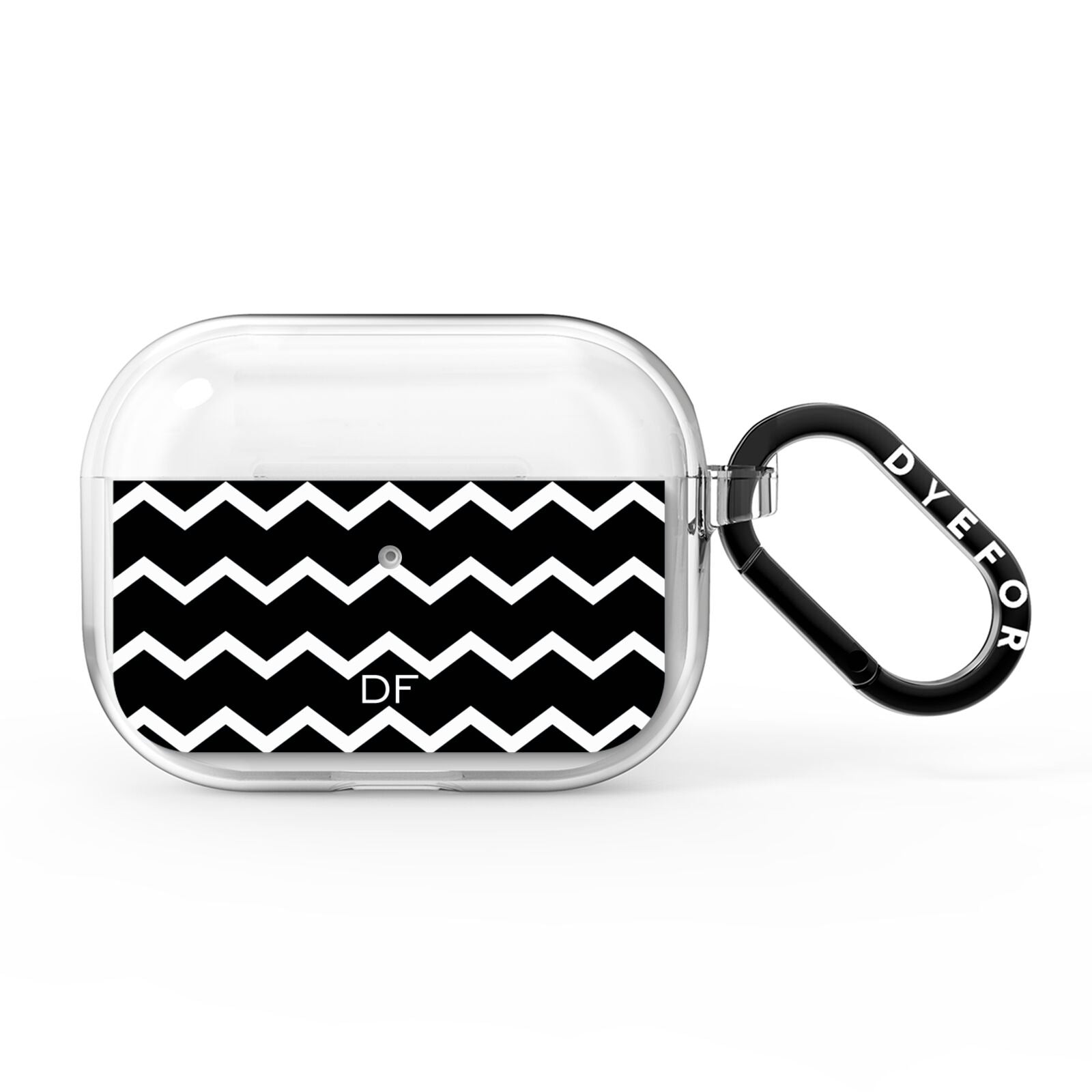 Personalised Chevron Black AirPods Pro Clear Case