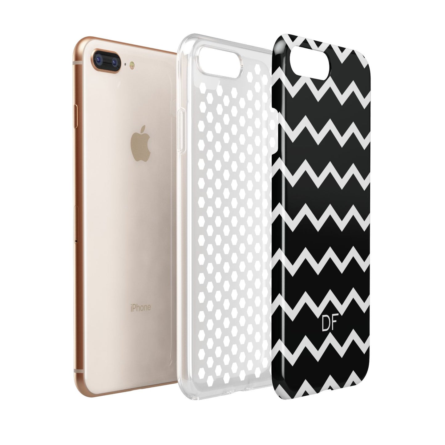 Personalised Chevron Black Apple iPhone 7 8 Plus 3D Tough Case Expanded View