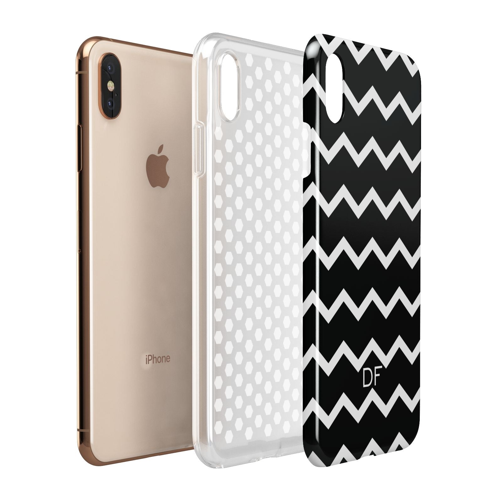 Personalised Chevron Black Apple iPhone Xs Max 3D Tough Case Expanded View