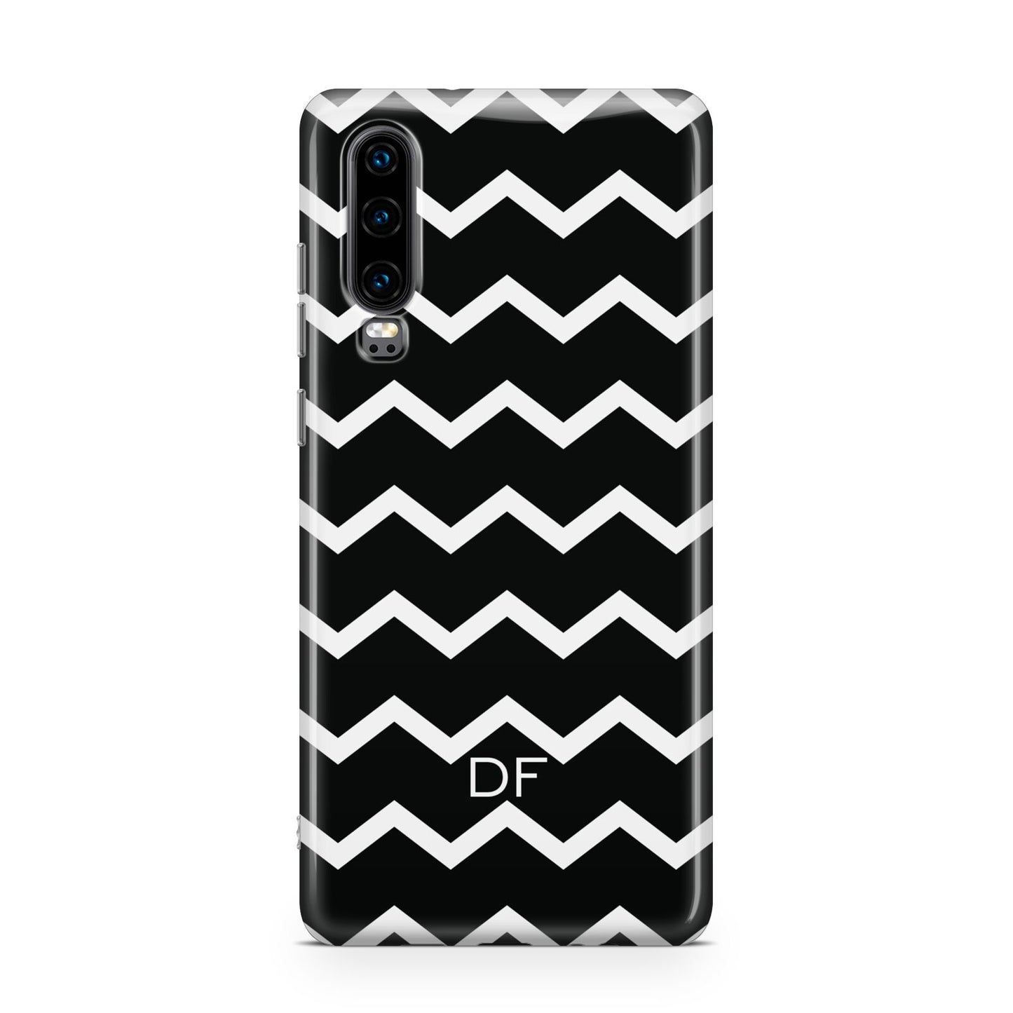 Personalised Chevron Black Huawei P30 Phone Case