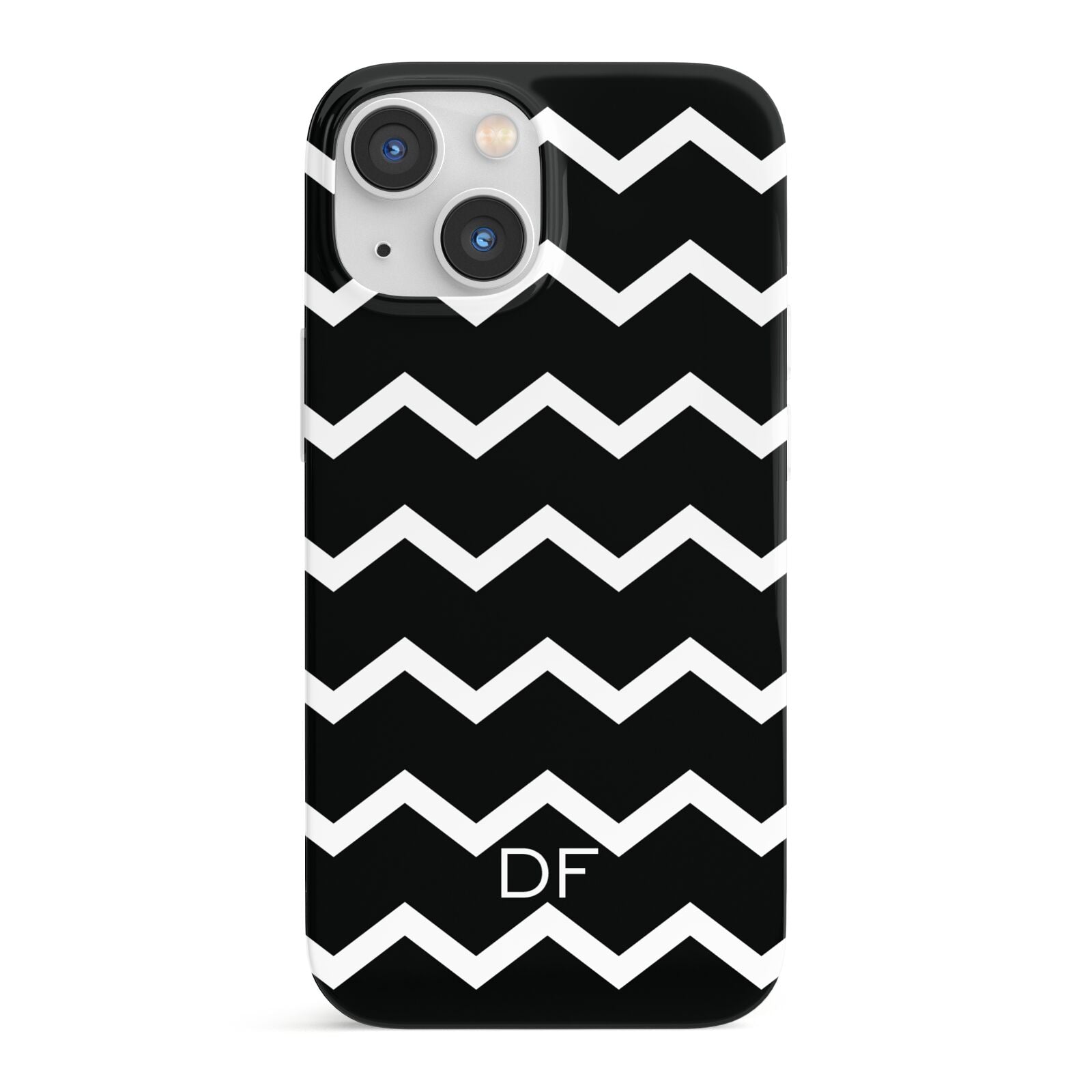 Personalised Chevron Black iPhone 13 Mini Full Wrap 3D Snap Case