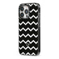 Personalised Chevron Black iPhone 13 Pro Black Impact Case Side Angle on Silver phone