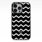 Personalised Chevron Black iPhone 13 Pro Black Impact Case on Silver phone