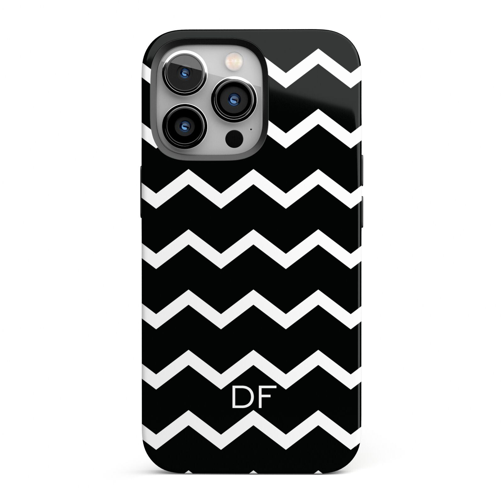 Personalised Chevron Black iPhone 13 Pro Full Wrap 3D Tough Case