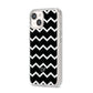 Personalised Chevron Black iPhone 14 Clear Tough Case Starlight Angled Image