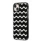 Personalised Chevron Black iPhone 14 Plus Black Impact Case Side Angle on Silver phone