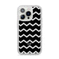 Personalised Chevron Black iPhone 14 Pro Glitter Tough Case Silver