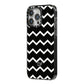 Personalised Chevron Black iPhone 14 Pro Max Black Impact Case Side Angle on Silver phone