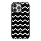 Personalised Chevron Black iPhone 14 Pro Max Black Impact Case on Silver phone