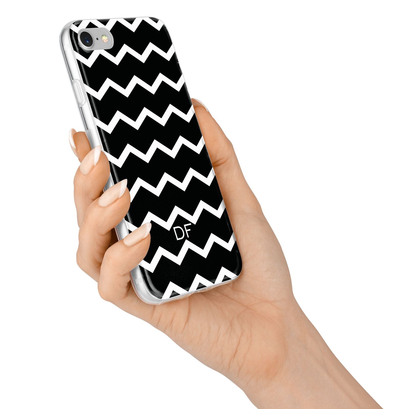 Personalised Chevron Black iPhone 7 Bumper Case on Silver iPhone Alternative Image