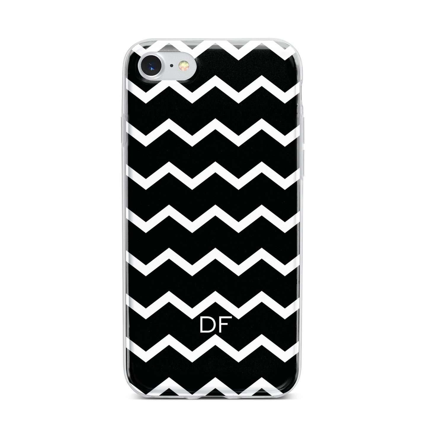 Personalised Chevron Black iPhone 7 Bumper Case on Silver iPhone
