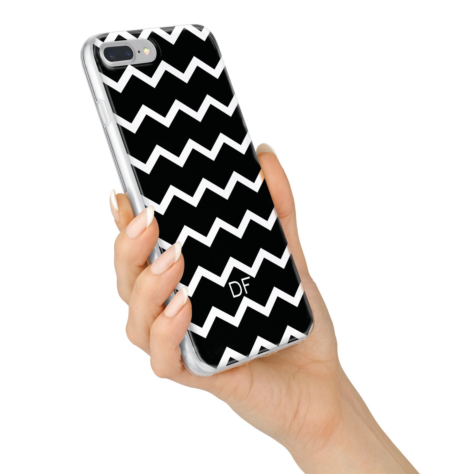 Personalised Chevron Black iPhone 7 Plus Bumper Case on Silver iPhone Alternative Image