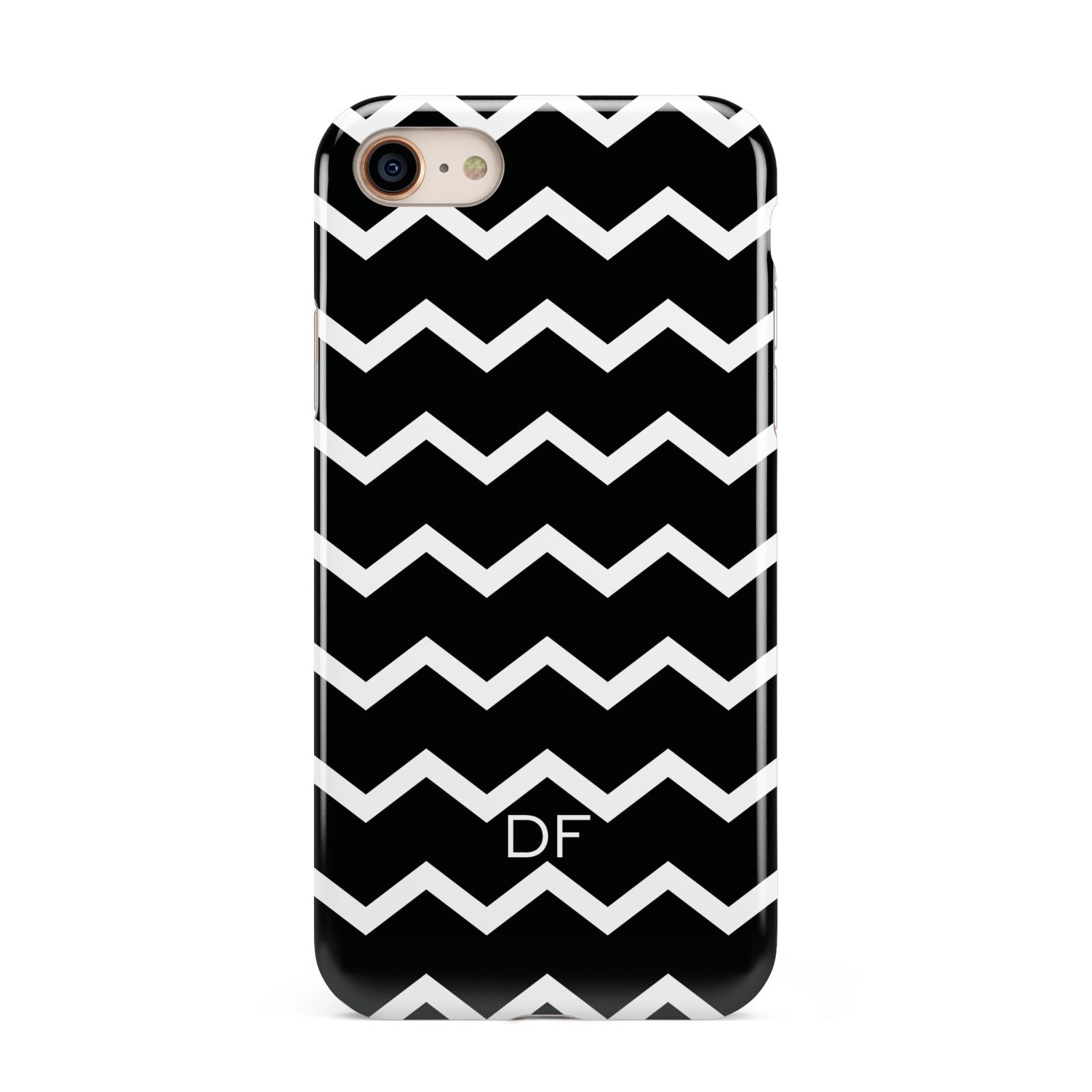 Personalised Chevron Black iPhone 8 3D Tough Case on Gold Phone