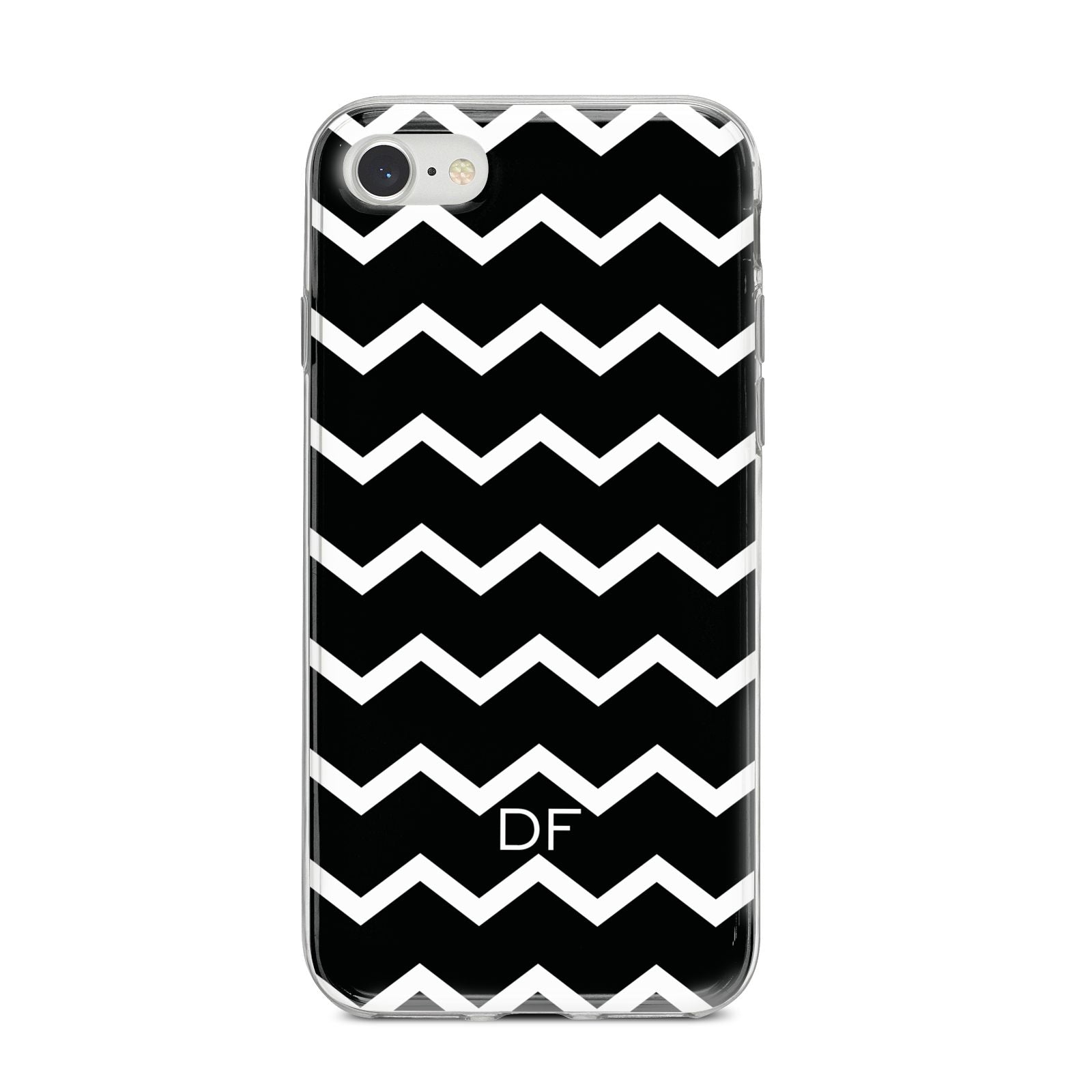 Personalised Chevron Black iPhone 8 Bumper Case on Silver iPhone