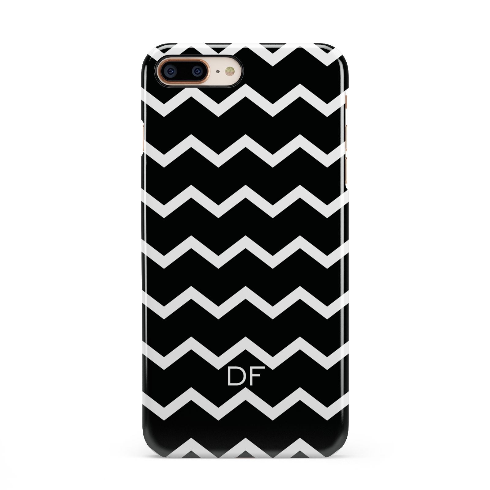 Personalised Chevron Black iPhone 8 Plus 3D Snap Case on Gold Phone