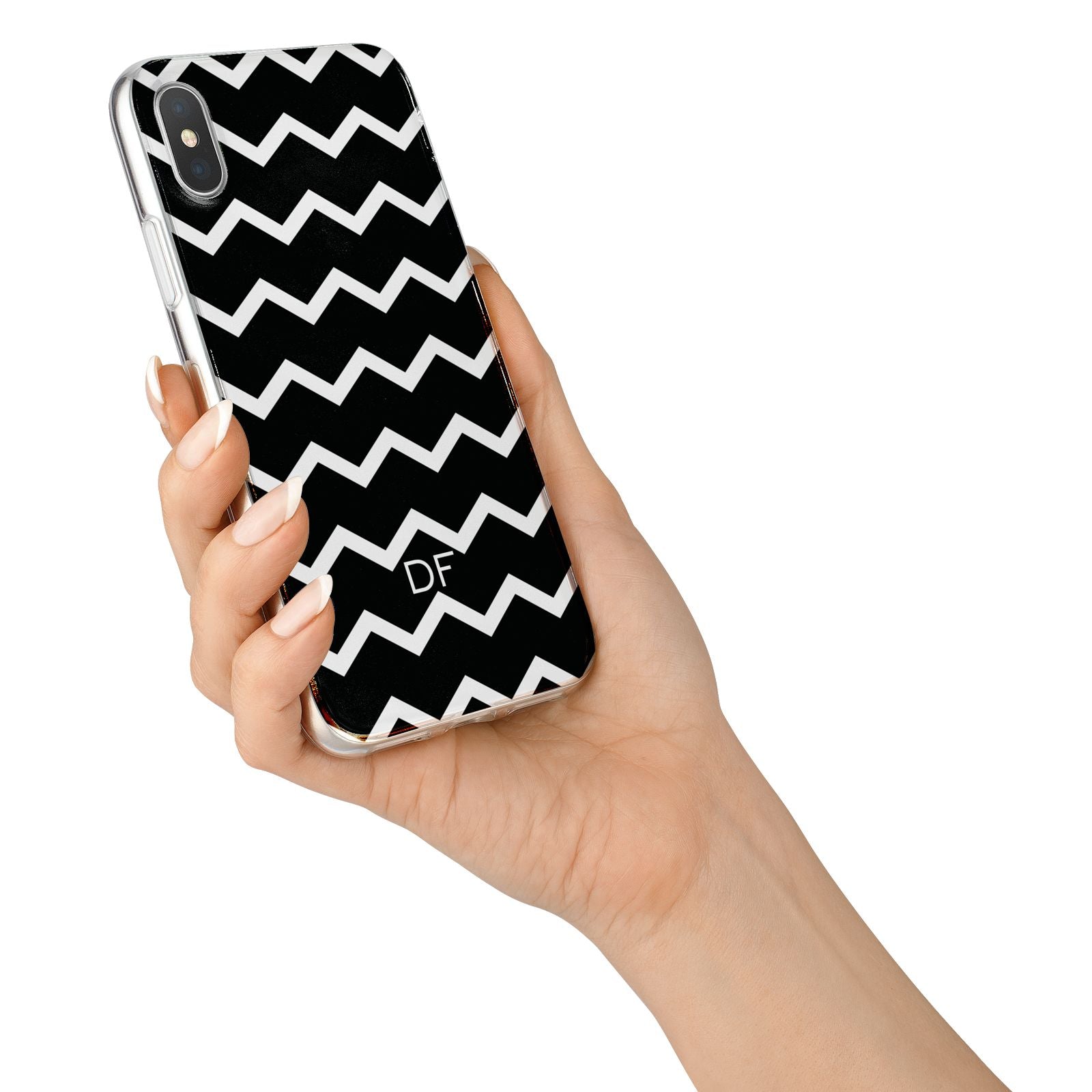 Personalised Chevron Black iPhone X Bumper Case on Silver iPhone Alternative Image 2