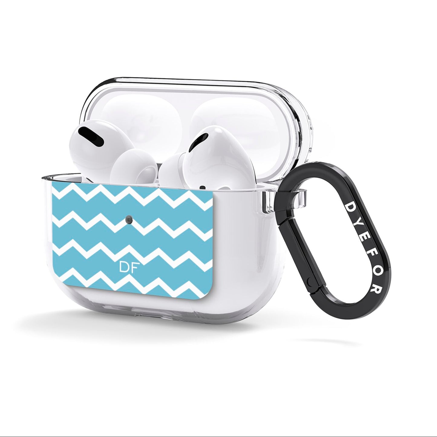 Personalised Chevron Blue AirPods Clear Case 3rd Gen Side Image
