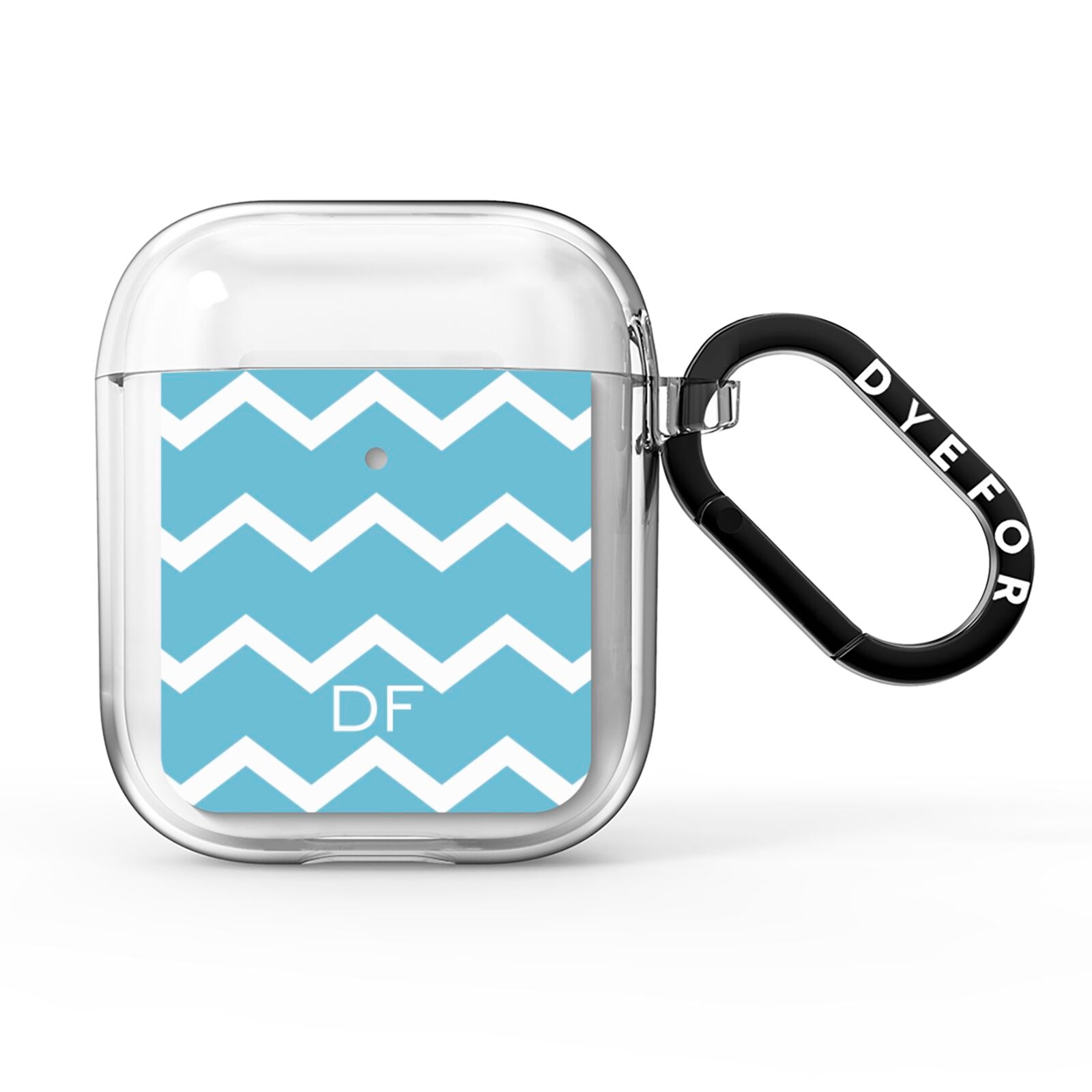 Personalised Chevron Blue AirPods Clear Case