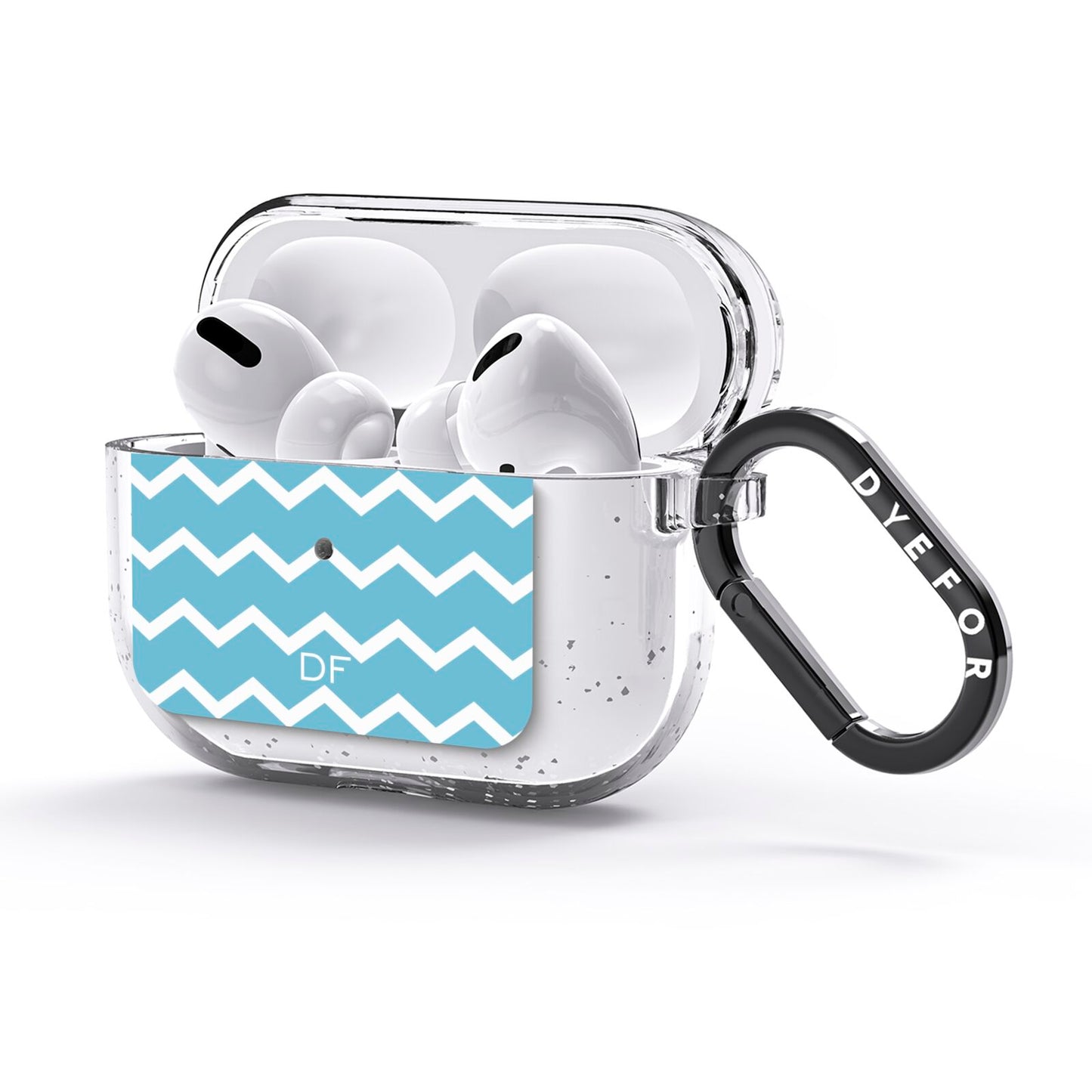 Personalised Chevron Blue AirPods Glitter Case 3rd Gen Side Image