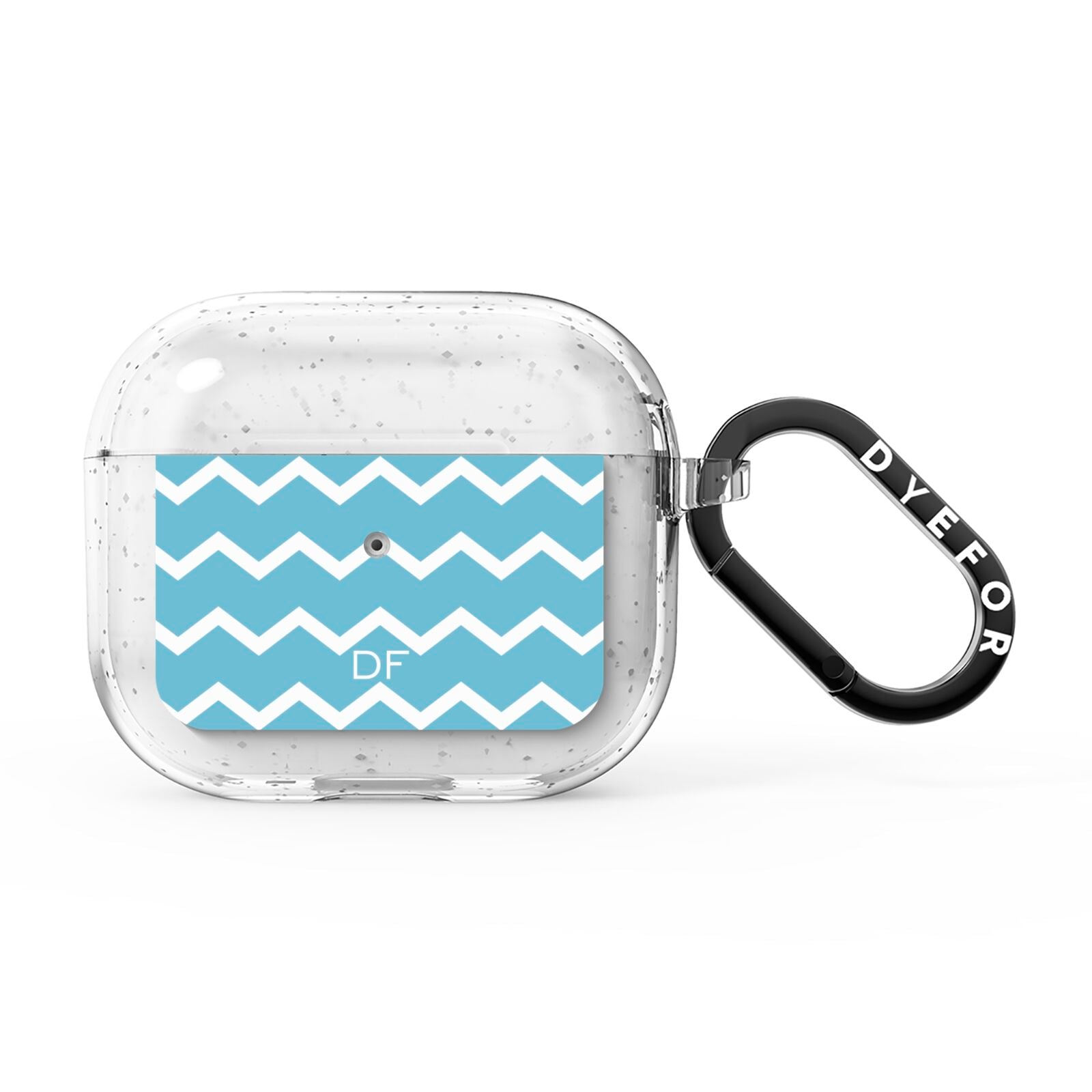 Personalised Chevron Blue AirPods Glitter Case 3rd Gen
