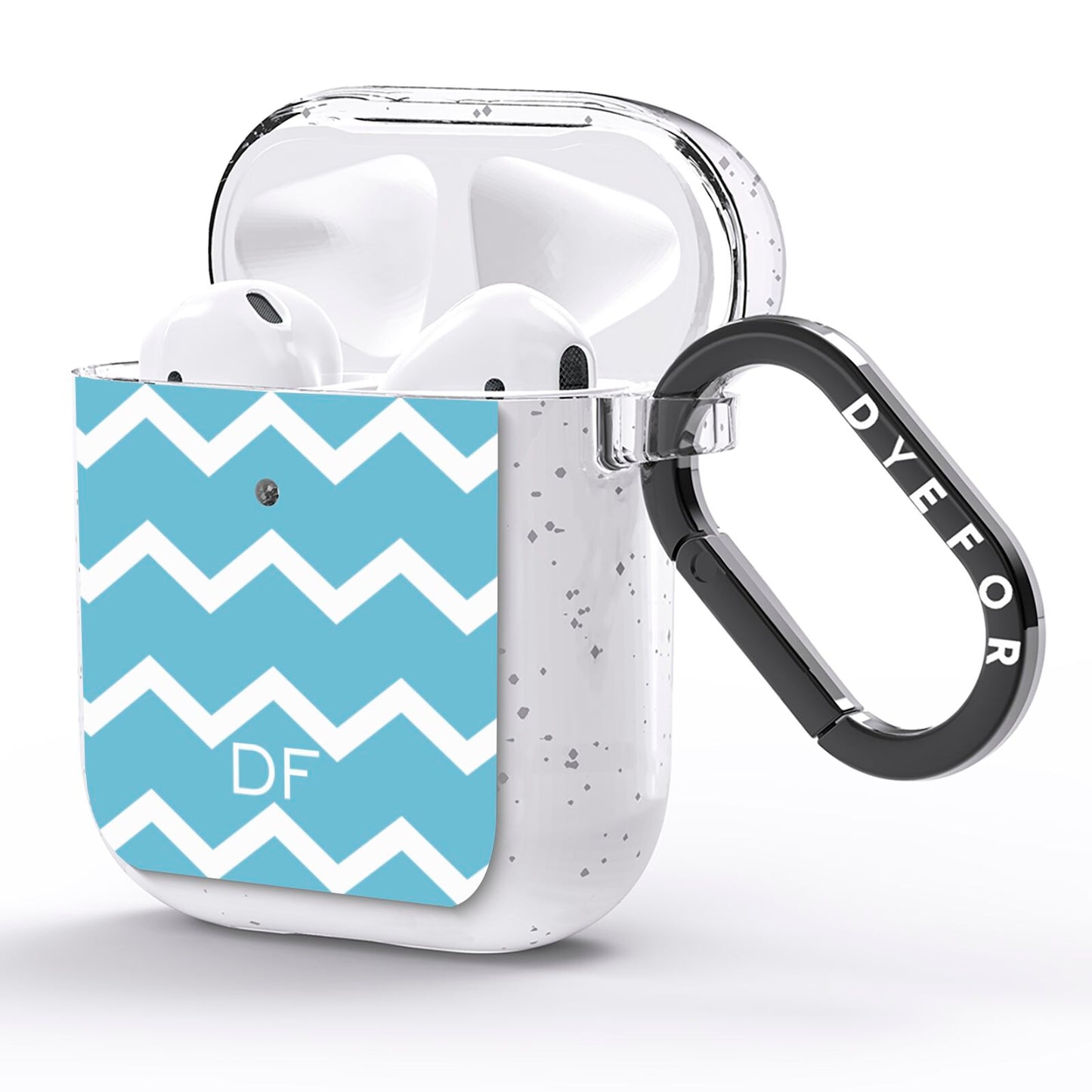 Personalised Chevron Blue AirPods Glitter Case Side Image