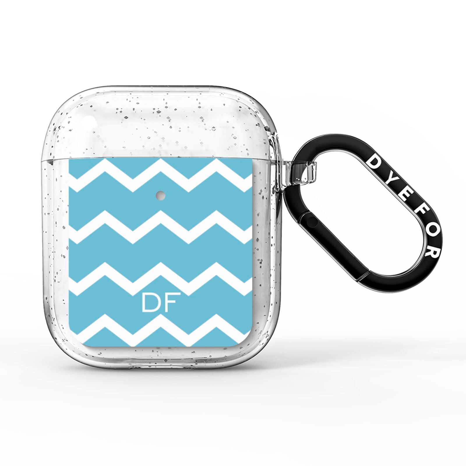 Personalised Chevron Blue AirPods Glitter Case