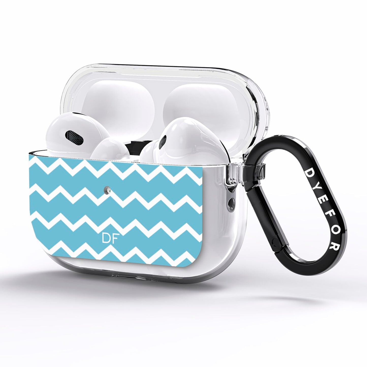 Personalised Chevron Blue AirPods Pro Clear Case Side Image