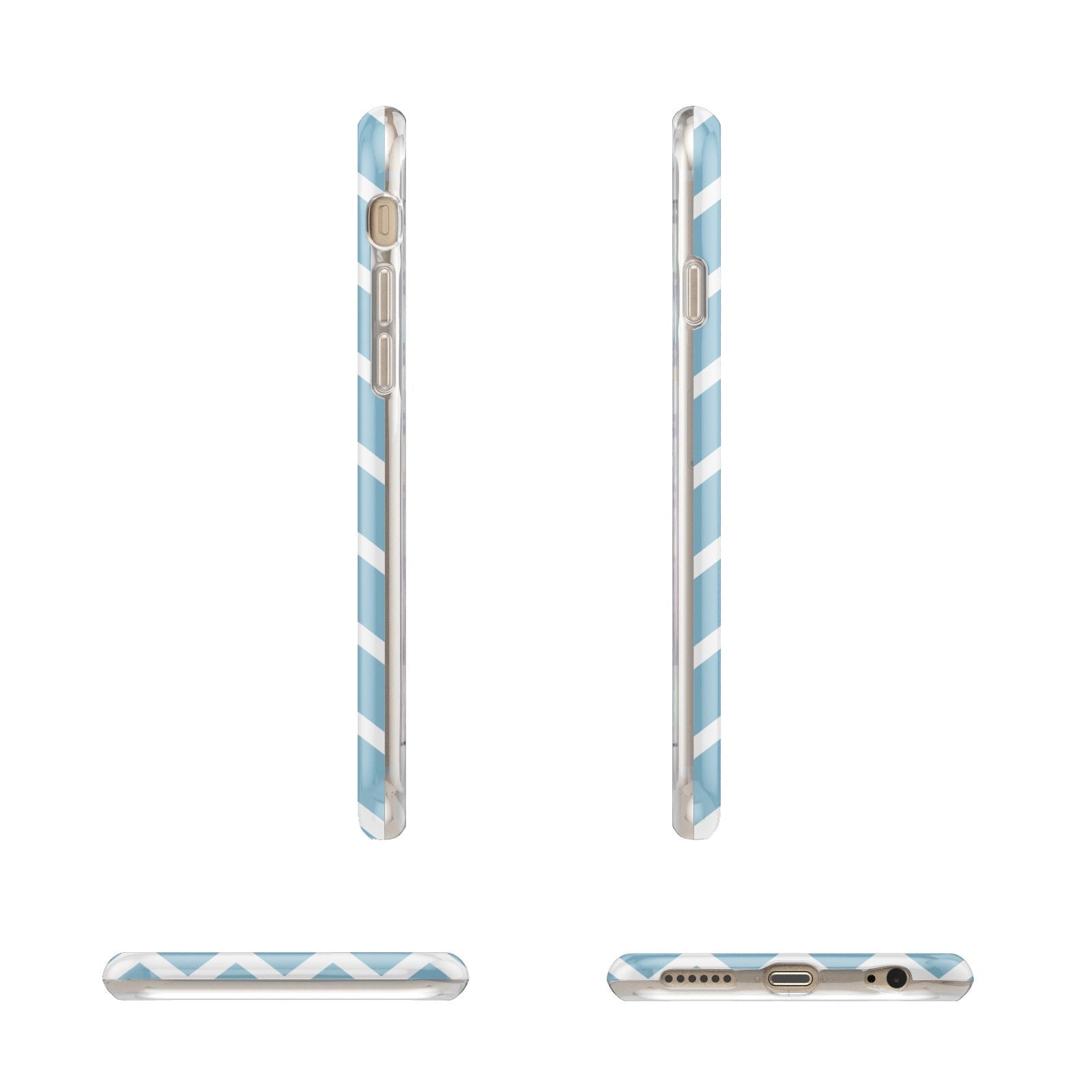 Personalised Chevron Blue Apple iPhone 6 3D Wrap Tough Case Alternative Image Angles
