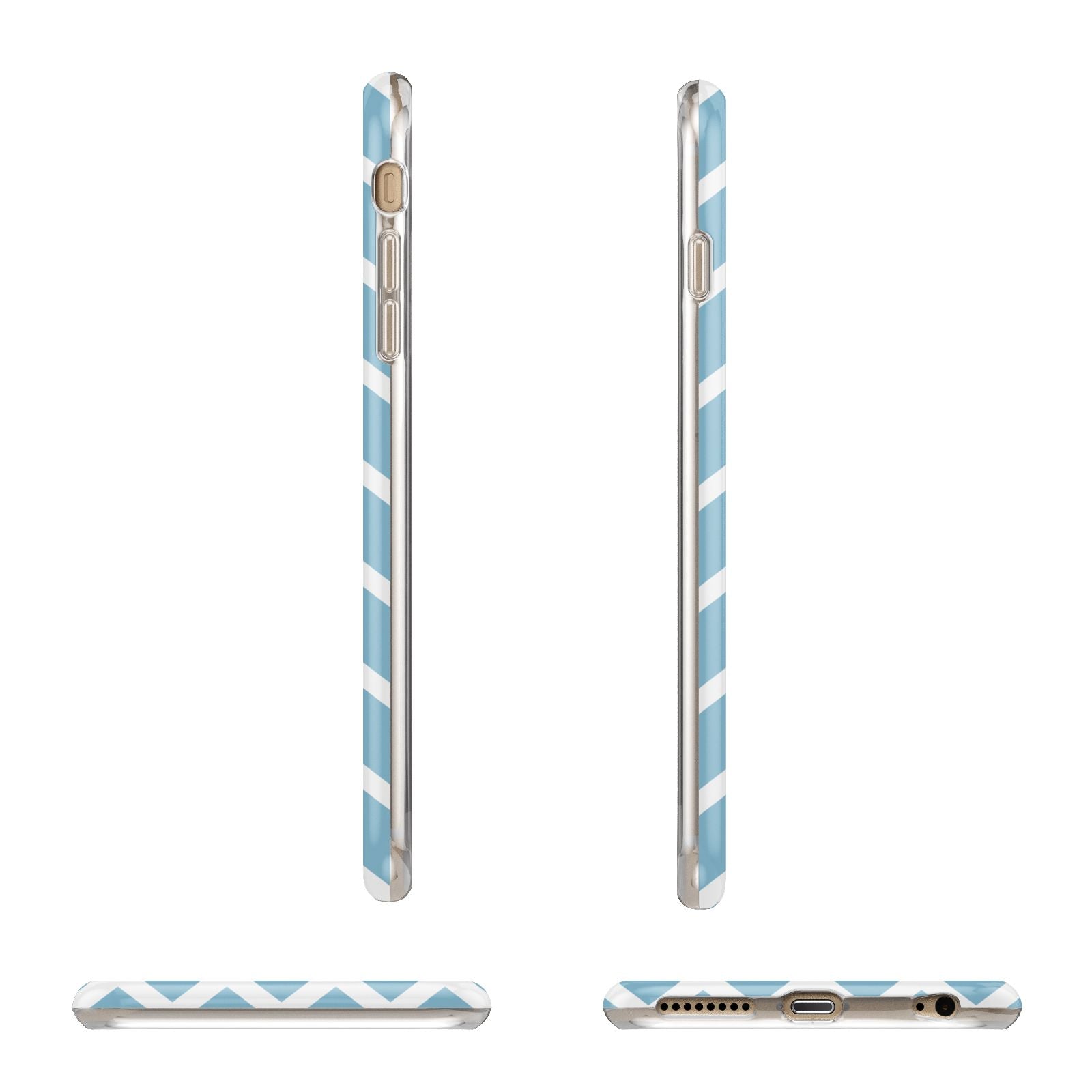 Personalised Chevron Blue Apple iPhone 6 Plus 3D Wrap Tough Case Alternative Image Angles