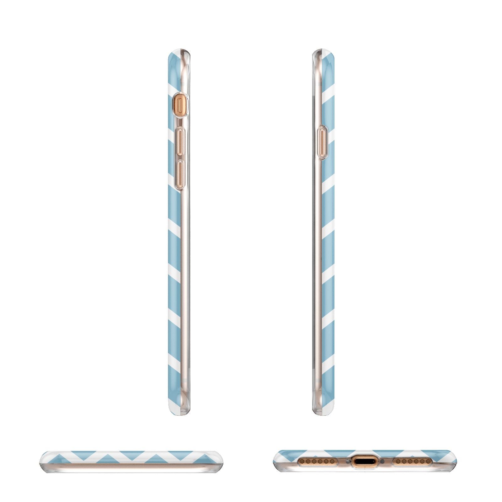 Personalised Chevron Blue Apple iPhone 7 8 3D Wrap Tough Case Alternative Image Angles
