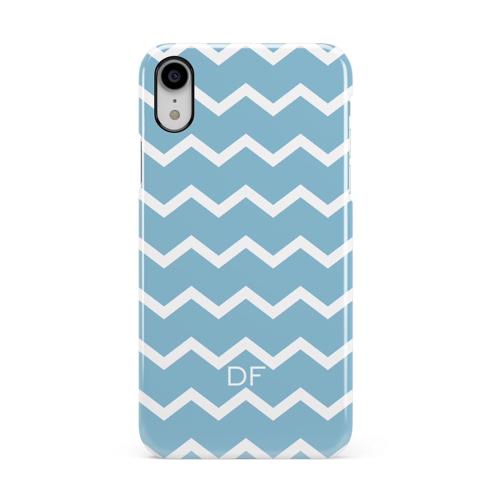 Personalised Chevron Blue Apple iPhone XR White 3D Snap Case