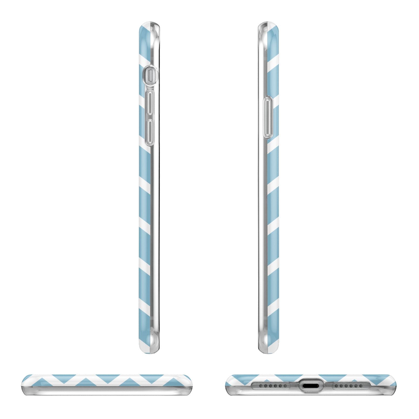 Personalised Chevron Blue Apple iPhone XR in White with 3D Wrap Tough Case Alternative Image Angles