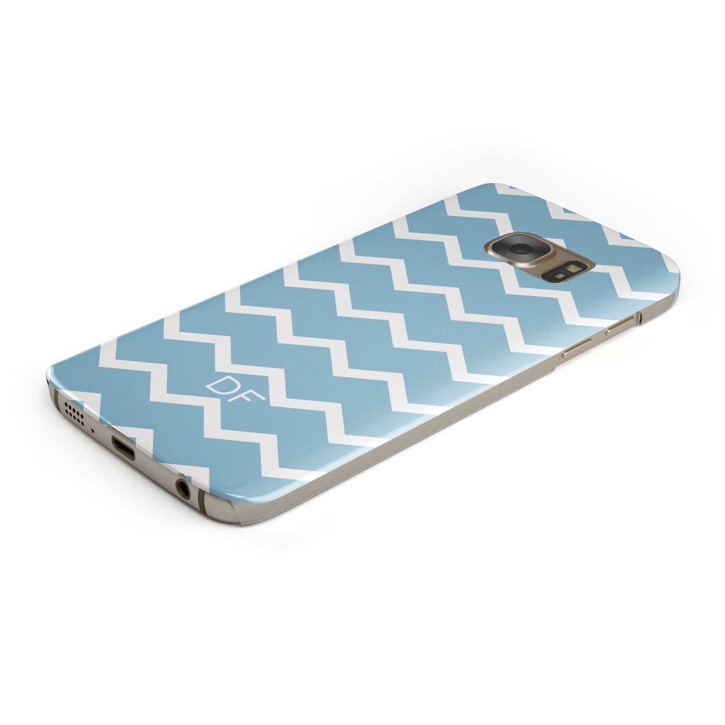 Personalised Chevron Blue Protective Samsung Galaxy Case Angled Image