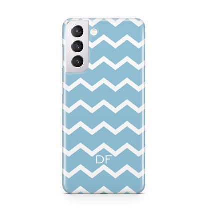 Personalised Chevron Blue Samsung S21 Case