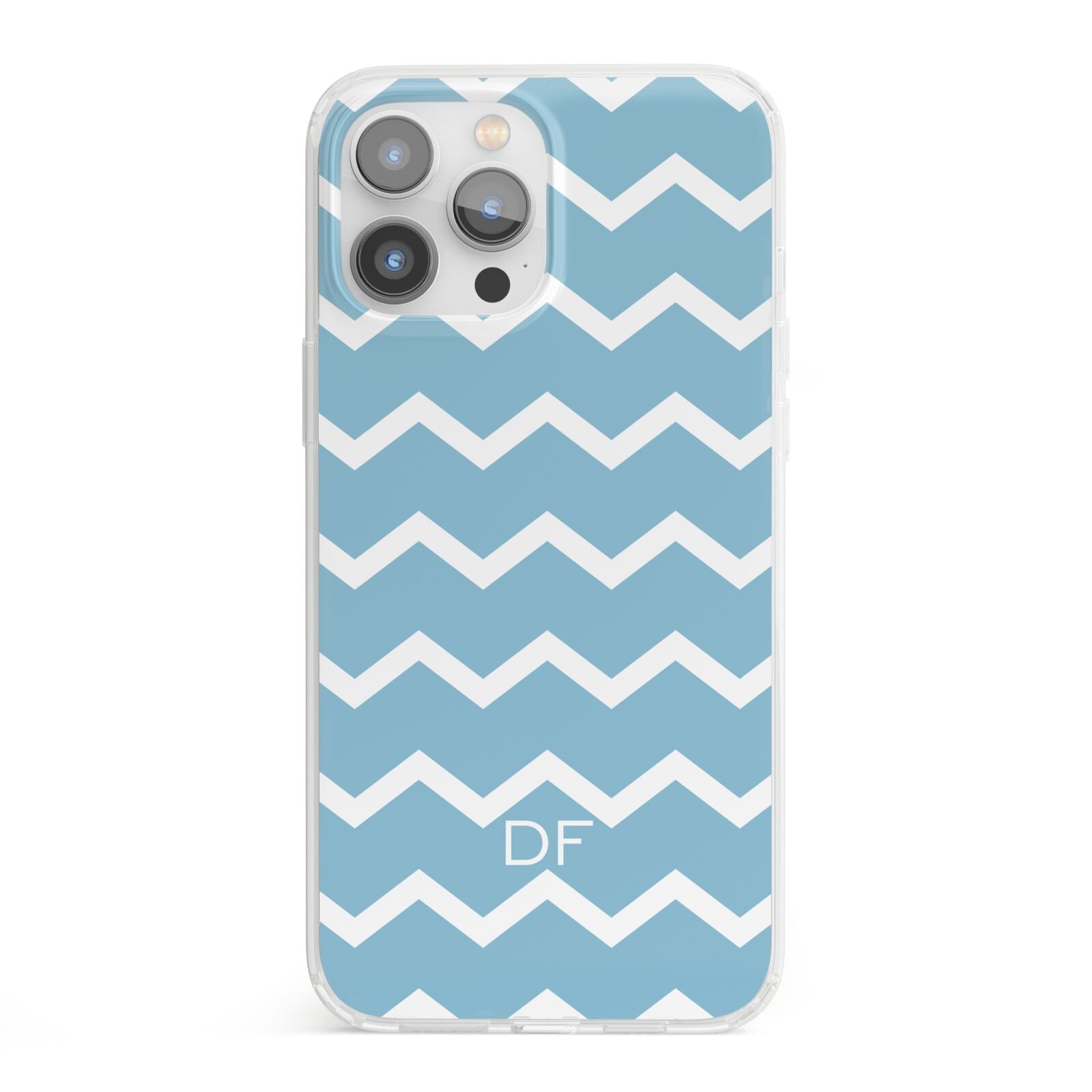 Personalised Chevron Blue iPhone 13 Pro Max Clear Bumper Case