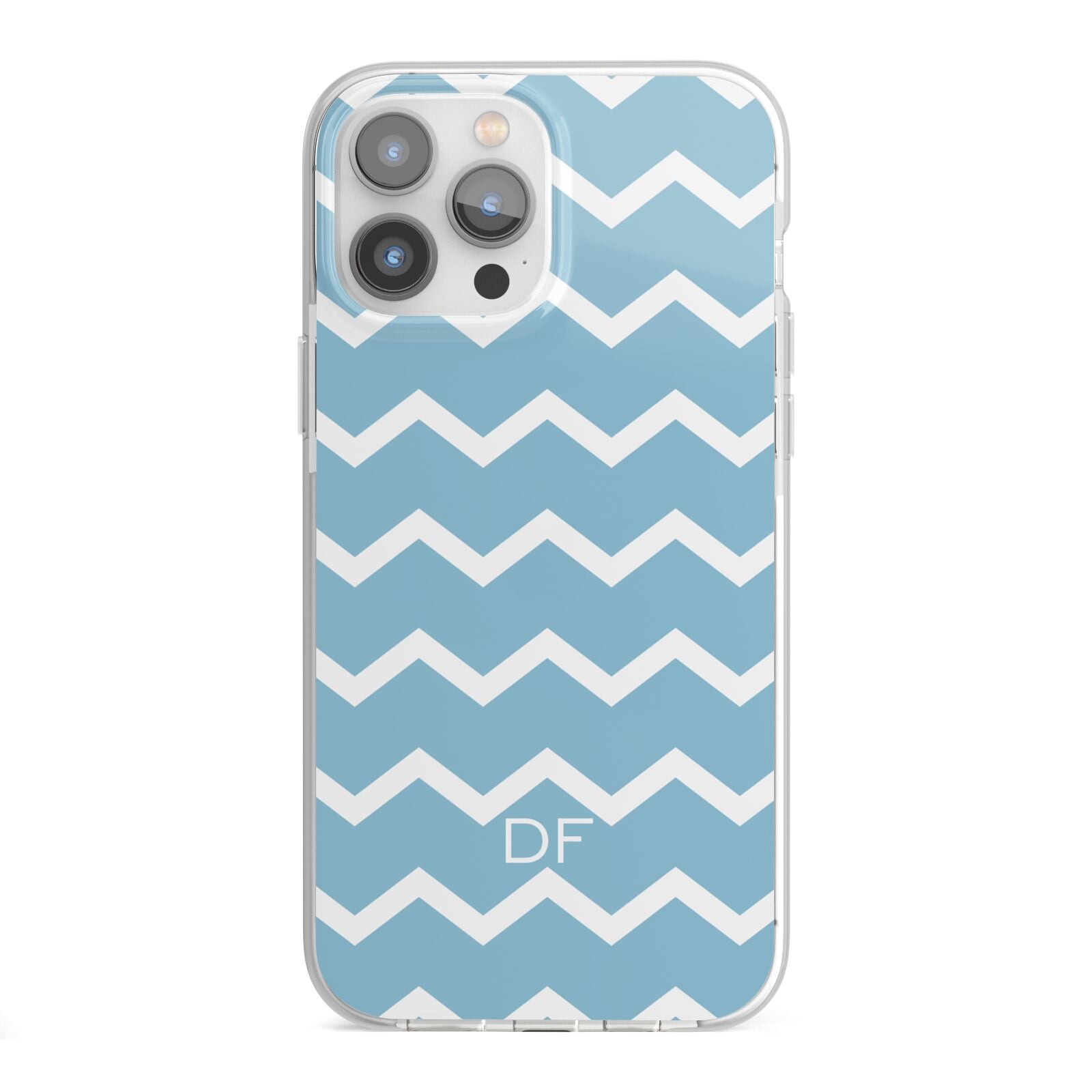 Personalised Chevron Blue iPhone 13 Pro Max TPU Impact Case with White Edges