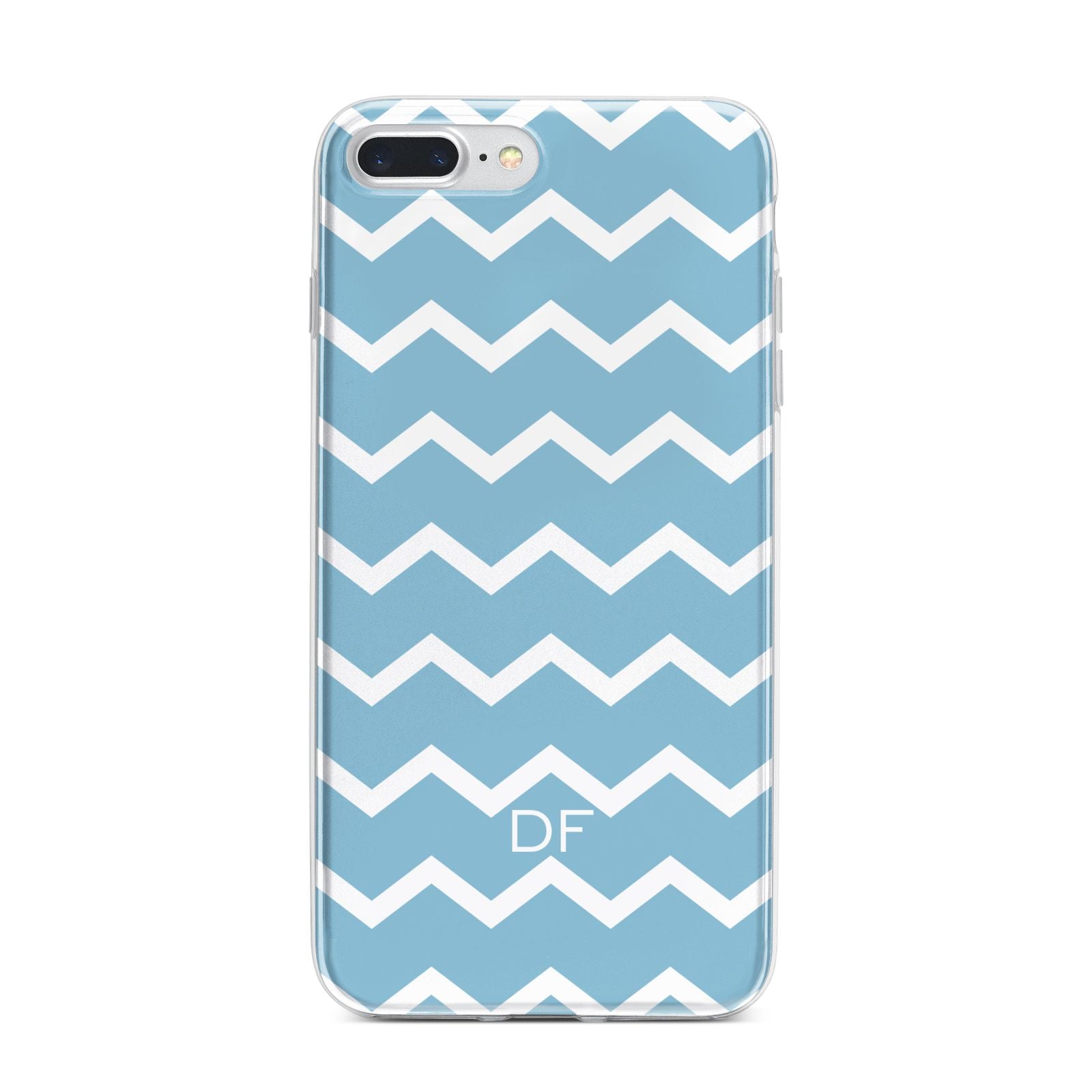 Personalised Chevron Blue iPhone 7 Plus Bumper Case on Silver iPhone