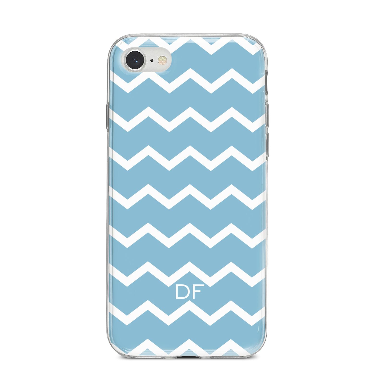 Personalised Chevron Blue iPhone 8 Bumper Case on Silver iPhone