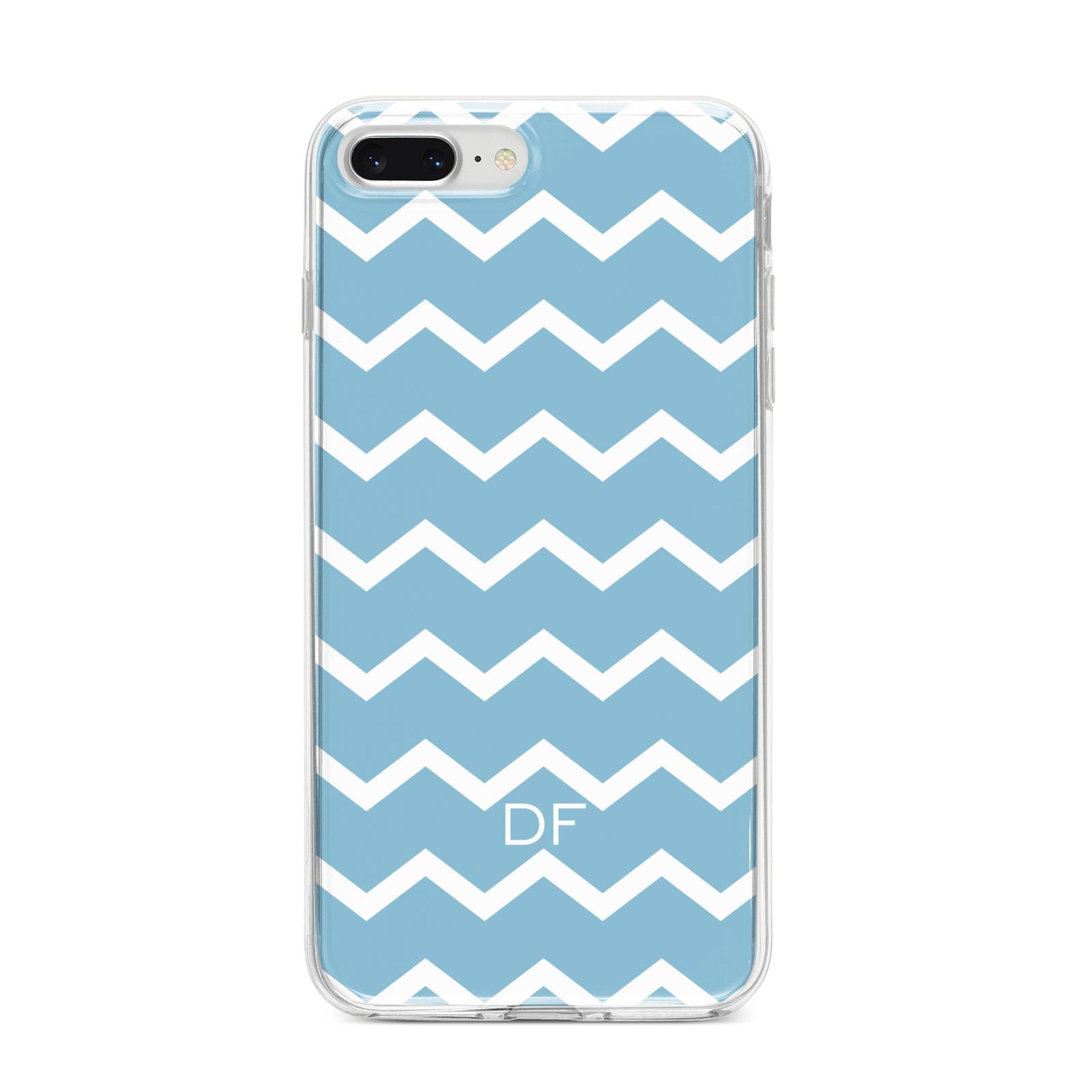 Personalised Chevron Blue iPhone 8 Plus Bumper Case on Silver iPhone