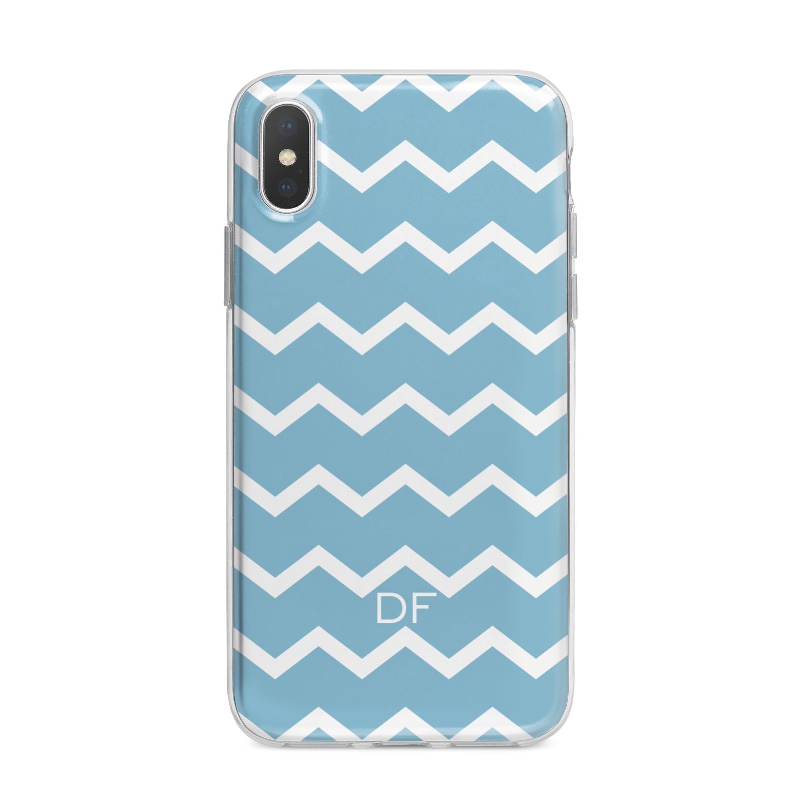 Personalised Chevron Blue iPhone X Bumper Case on Silver iPhone Alternative Image 1