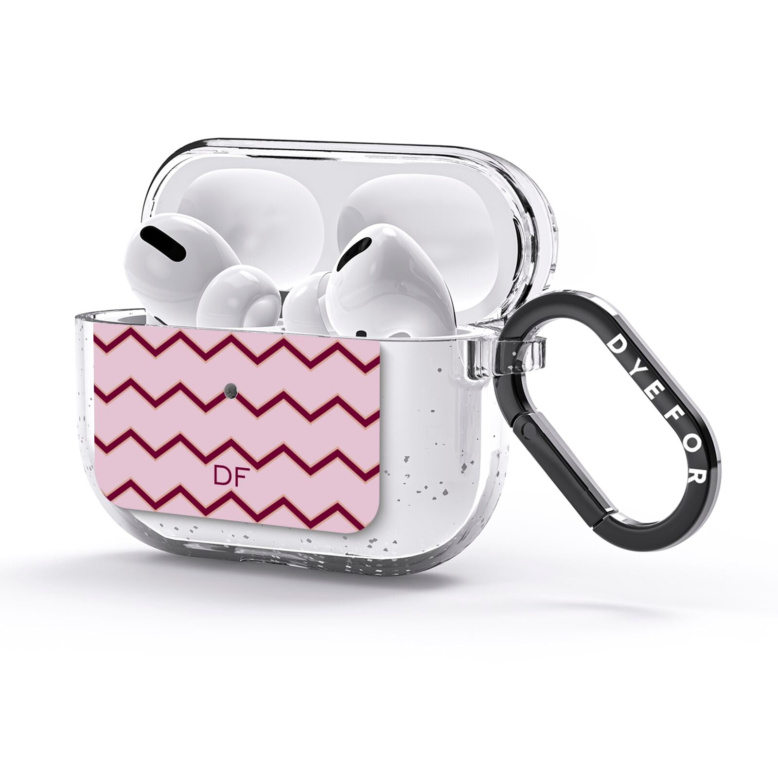 Personalised Chevron Burgundy AirPods Glitter Case 3rd Gen Side Image