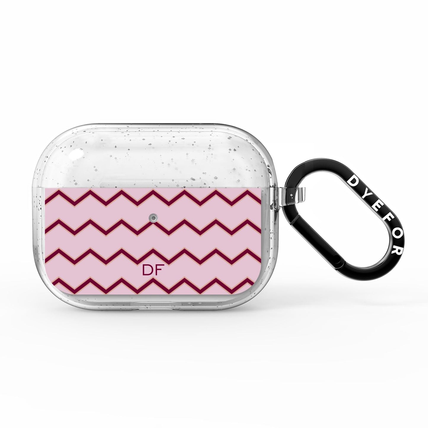 Personalised Chevron Burgundy AirPods Pro Glitter Case