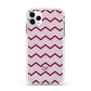 Personalised Chevron Burgundy Apple iPhone 11 Pro Max in Silver with White Impact Case