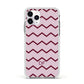 Personalised Chevron Burgundy Apple iPhone 11 Pro in Silver with White Impact Case