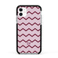 Personalised Chevron Burgundy Apple iPhone 11 in White with Black Impact Case