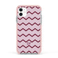 Personalised Chevron Burgundy Apple iPhone 11 in White with Pink Impact Case
