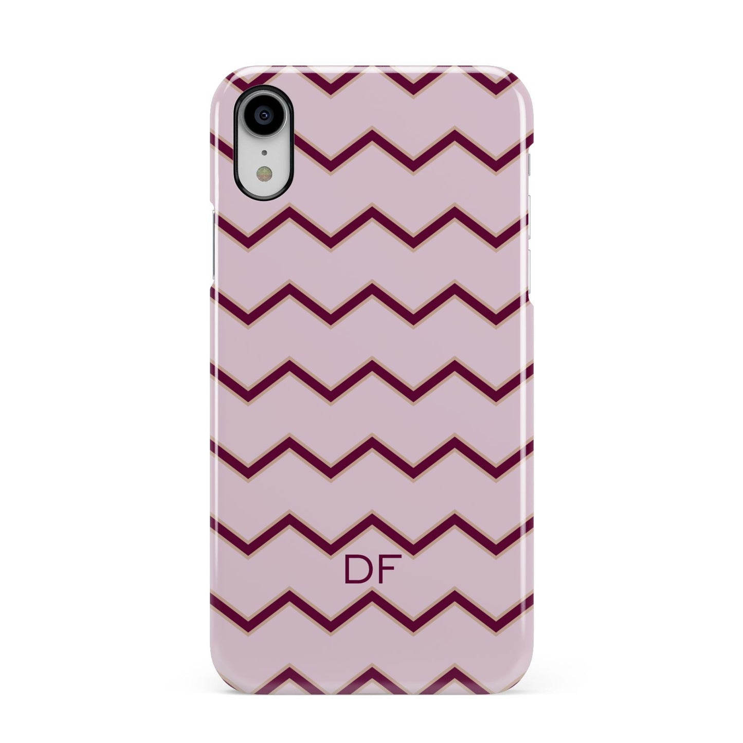 Personalised Chevron Burgundy Apple iPhone XR White 3D Snap Case